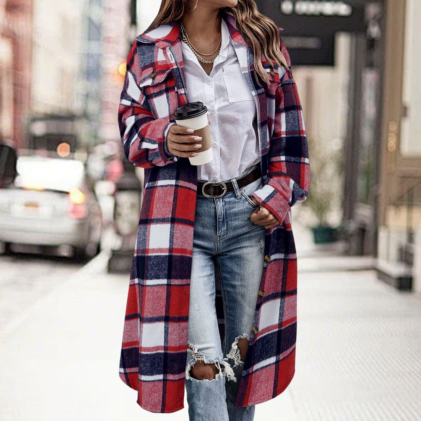 Casual plaid shirt jacket