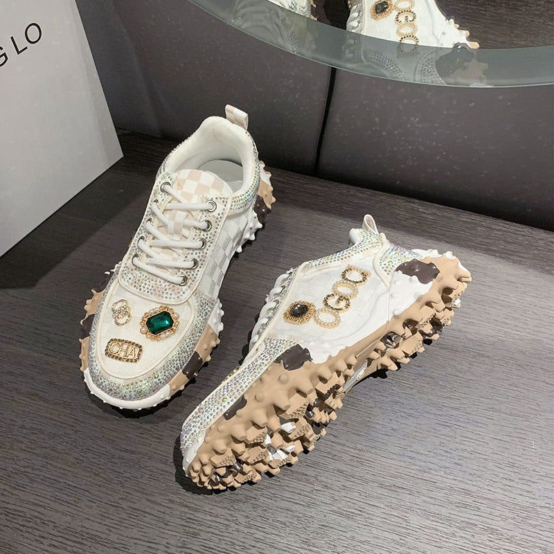 Women's Fashion Rhinestone Letter Sparkling Sneakers