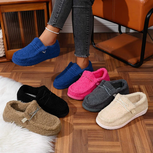 Fleece-lined warm casual flat shoes
