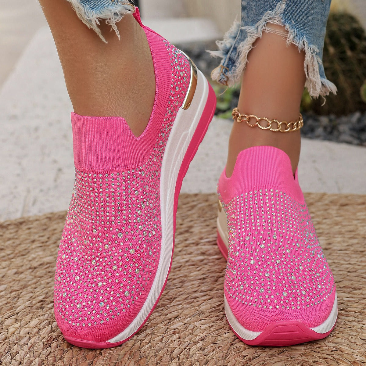 Light Luxury Shiny Slip-On Airy Casual Shoes